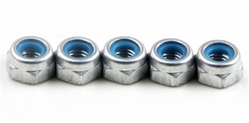 Kyosho Silver Aluminum Nylon Nut M3x3.3mm - Package of 5