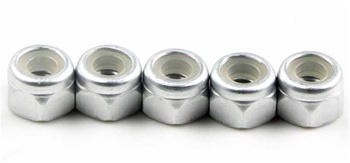 Kyosho Silver Aluminum Nylon Nut M3x4.3mm - Package of 5