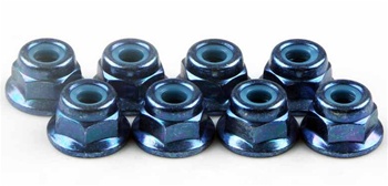 Kyosho Blue Steel flanged Nylon Nut M4x5.6mm - package of 5
