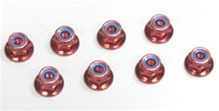 Kyosho Red Steel flanged Nylon Nut M4x5.6mm - package of 5