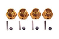 Kyosho Wheel Hubs 17mm, Pins and Set Screws - Gold - Package of 4