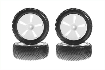 Kyosho Mini Inferno Half 8 Complete Tire and Wheel Set in White