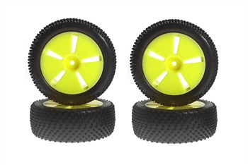 Kyosho Mini Inferno Half 8 Complete Tire and Wheel Set in Yellow