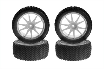 Kyosho Mini Inferno Half 8 Micro Block Tire and Wheel Set in White