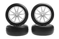 Kyosho Mini Inferno Half 8 Slick Tire and Wheel Set in White - Disscontinued