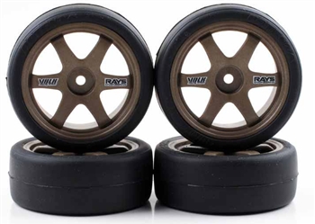 Kyosho Pre-Mounted BS POTENZA HG & TE37 Tires on Bronze Wheels - Package of 4