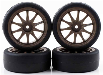 Kyosho Pre-Mounted BS POTENZA HG & CE28N Tires on Bronze Wheels - Package of 4