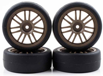 Kyosho Pre-Mounted BS POTENZA HG & RE30 Tires on Bronze Wheels - Package of 4