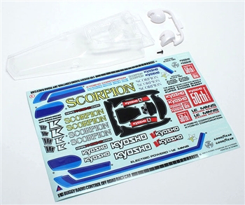 Kyosho Scorpion 2014 Clear Body Set with Decals and Helmet