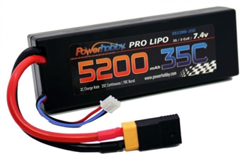 5200mAh 7.4V 2S 35C LiPo Battery with Hardwired XT60