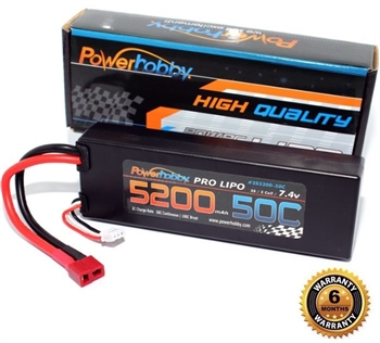 5200mAh 7.4V 2S 50C LiPo Battery with Hardwired T-Plug