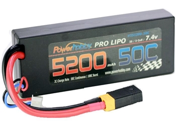 5200mAh 7.4V 2S 50C LiPo Battery with Hardwired XT60