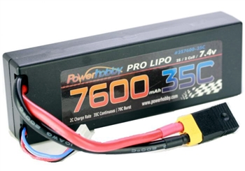 7600mAh 7.4V 2S 35C LiPo Battery with Hardwired XT60