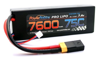 7600mAh 7.4V 2S 75C LiPo Battery with Hardwired XT90