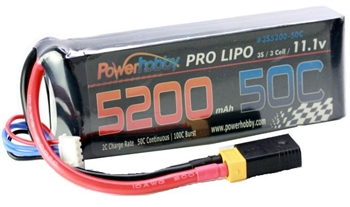 5200mAh 11.1V 3S 50C LiPo Battery with Hardwired XT60