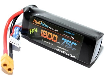 Power Hobby 1800mAh 14.8V 4S 75C LiPo Battery with Hardwired XT60
