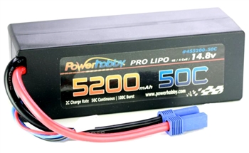 Power Hobby 5200mAh 14.8V 4S 50C LiPo Battery with Hardwired EC5