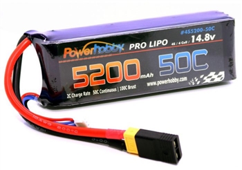 Power Hobby 5200mAh 14.8V 4S 50C LiPo Battery with Hardwired XT60