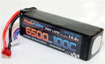 Power Hobby 6500mAh 14.8V 4S 100C LiPo Battery with Hardwired T-Plug