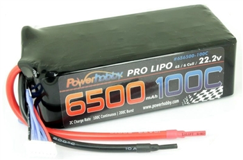 Power Hobby 6500mAh 22.2V 6S 100C  LiPo Battery (no connector)