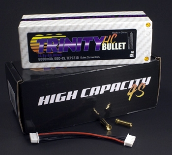 Trinity 4S 14.8v 6000mah 60C 1/8 E-Buggy Pack with 5MM Bullets