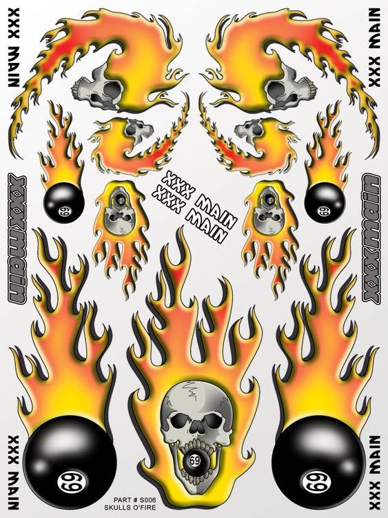 xxx main Skulls O'Fire Sticker Sheet